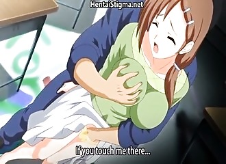 Ses grosses tétines visibles en plan cul manga